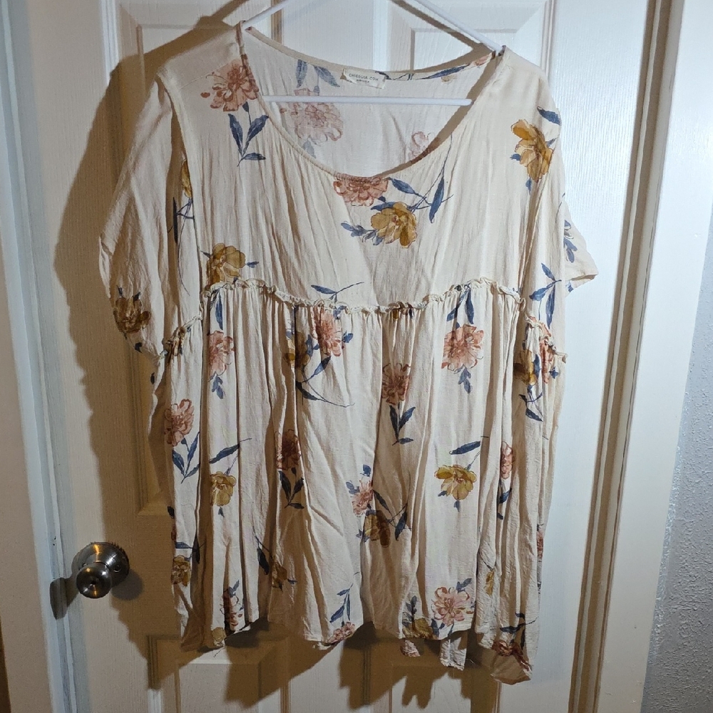 Chic Soul Cream Floral Blouse